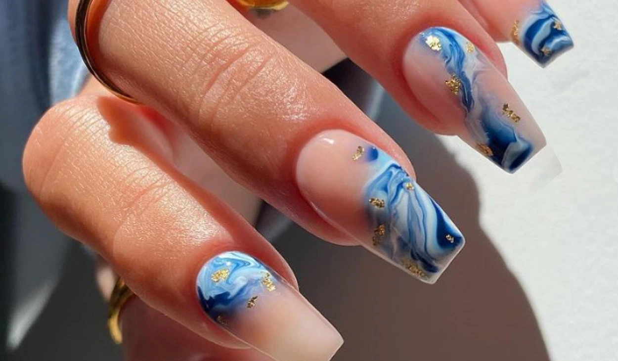 Aqua Colour Vacation Nail Art